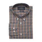 Checkered Pocket Button-Up Shirt // Black + Lavender + Orange (M)