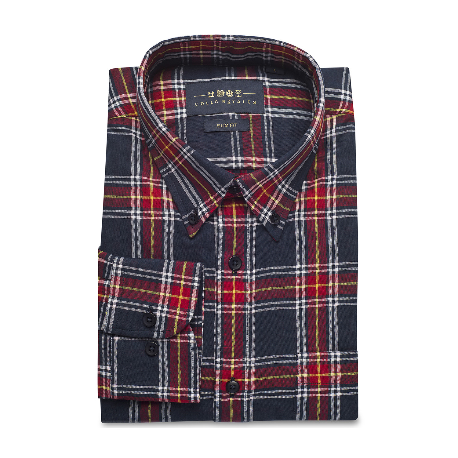 Checkered Pocket Button-Up Shirt // Red + Navy (L) - Collar Tales ...