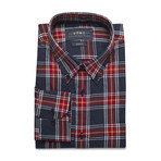 Checkered Pocket Button-Up Shirt // Red + Navy (S)
