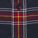 Checkered Pocket Button-Up Shirt // Red + Navy (L)