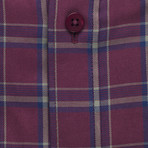 Checkered Pocket Button Down Shirt // Burgundy + Gray (XL)