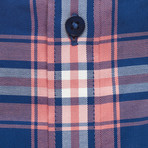 Checkered Pocket Button Down Shirt // Blue + Pink (S)