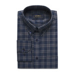 Checkered Pocket Button Down Shirt // Dark Blue + Gray Check (S)