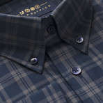 Checkered Pocket Button Down Shirt // Dark Blue + Gray Check (M)