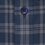 Checkered Pocket Button Down Shirt // Dark Blue + Gray Check (2XL)