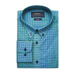Checkered Pocket Button Down Shirt // Green + Blue + Black (S)