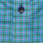 Checkered Pocket Button Down Shirt // Green + Blue + Black (L)