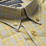 Checkered Pocket Button Down Shirt // Green + Gray (S)
