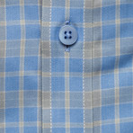 Checkered Pocket Button Down Shirt // Light Blue + Gray (S)