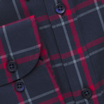 Checkered Pocket Button Down Shirt // Navy Blue + Red Check (XL)
