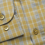 Checkered Pocket Button Down Shirt // Green + Gray (S)