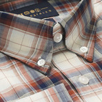 Checkered Pocket Button-Up Shirt // Cream + Red (XL)