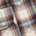 Checkered Pocket Button-Up Shirt // Cream + Red (M)