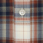 Checkered Pocket Button-Up Shirt // Cream + Red (S)