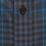 Checkered Pocket Button-Up Shirt // Dark Gray + Blue (L)