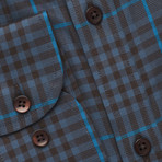 Checkered Pocket Button-Up Shirt // Dark Gray + Blue (S)