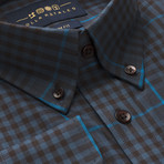 Checkered Pocket Button-Up Shirt // Dark Gray + Blue (L)