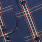 Checkered Pocket Button-Up Shirt // Dark Blue (M)