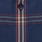 Checkered Pocket Button-Up Shirt // Dark Blue (S)