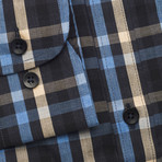 Checkered Pocket Button Down Shirt // Black + Cream + Blue (XL)