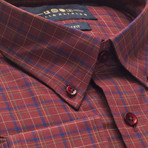 Checkered Pocket Button-Up Shirt // Brown + Navy (M)