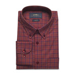 Checkered Pocket Button-Up Shirt // Brown + Navy (L)