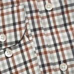 Checkered Pocket Button Down Shirt // Brown + Black + White (S)