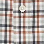 Checkered Pocket Button Down Shirt // Brown + Black + White (XL)