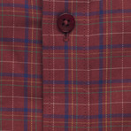 Checkered Pocket Button-Up Shirt // Brown + Navy (S)