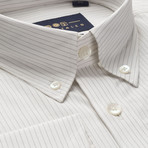 Striped Pocket Button Down Shirt // Dark Gray + White (S)