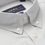 Striped Pocket Button Down Shirt // Gray + White (L)