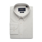 Striped Pocket Button Down Shirt // Light Gray + Off White (L)