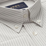 Striped Pocket Button Down Shirt // Light Gray + Off White (M)