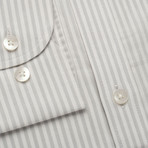 Striped Pocket Button Down Shirt // Light Gray + Off White (M)