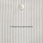 Striped Pocket Button Down Shirt // Light Gray + Off White (XL)