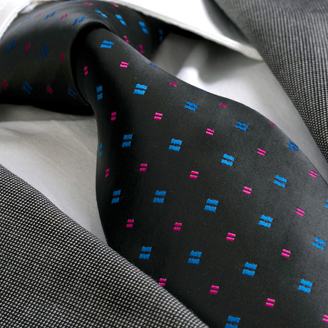 Enzo Silk Tie // Black + Blue + Pink