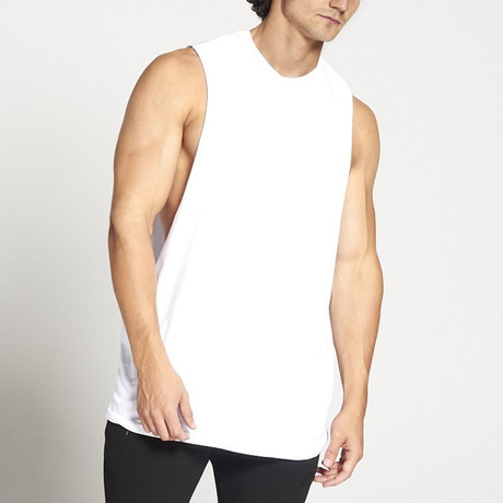 Bodybuilding Cut Off Tank // White (S)