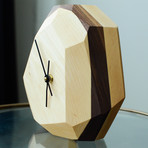 Geometric Wall + Table Clock (Maple + Walnut)