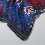 Givenchy // Floral And Stars Scarf // Blue