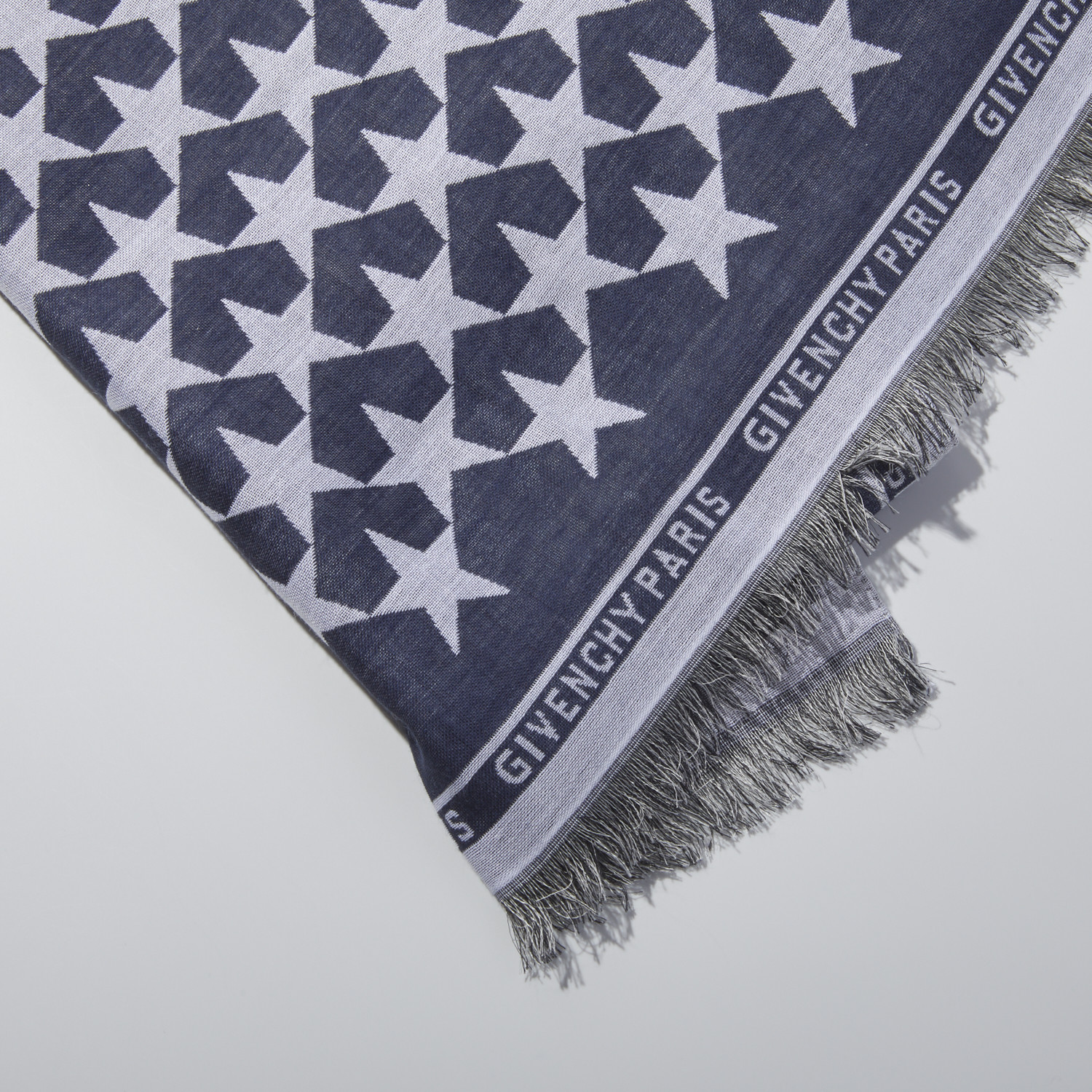 Givenchy // Large Wool Paris Stars Scarf // Blue - Givenchy, Versace ...