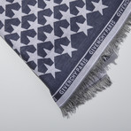 Givenchy // Large Wool Paris Stars Scarf // Blue