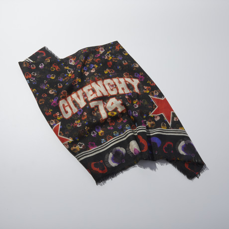 Givenchy // Cashmere Blend Flowers Scarf // Black