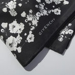 Givenchy // Silk Flowers Scarf // Black