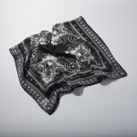 Givenchy // Silk Tiger Pattern Scarf // Black
