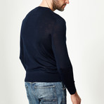 Wool V-Neck Pullover // Navy (XL)