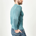 Wool Round Neck Pullover // Blue Oil (L)