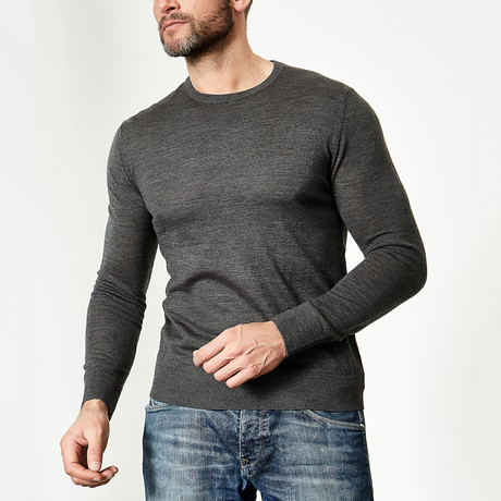 Wool Round Neck Pullover // Charcoal (XS)