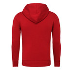 Kapuzen Vertical Zip Sweater // Red + White (L)