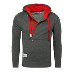 Kapuzen Vertical Zip Sweater // Anthracite + Red (S)
