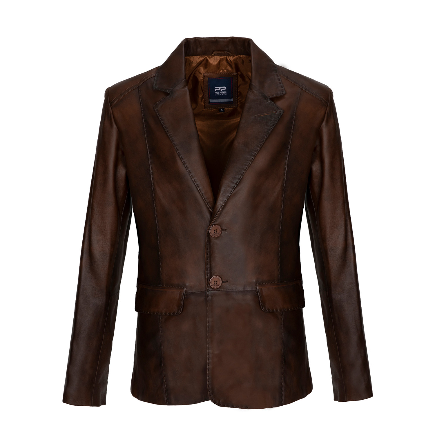 Patched Leather Jacket // Chestnut (2XL) - Paul Parker // Burak ...